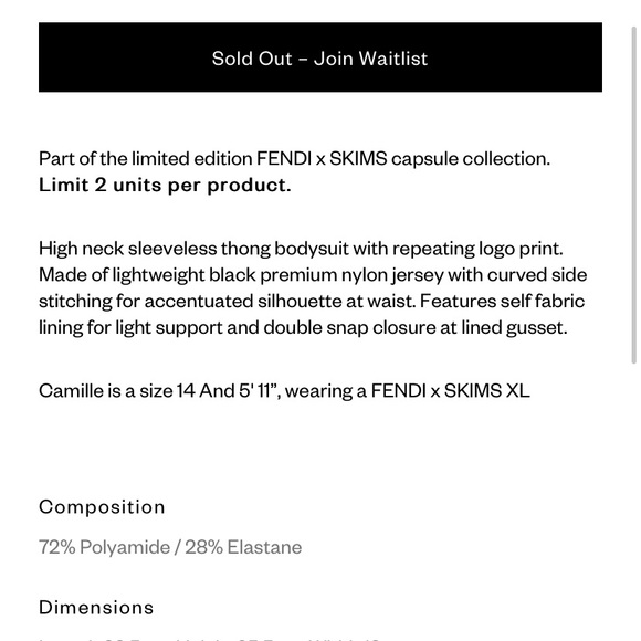 FENDI X SKIMS HIGH NECK BODYSUIT - Picture 4 of 5